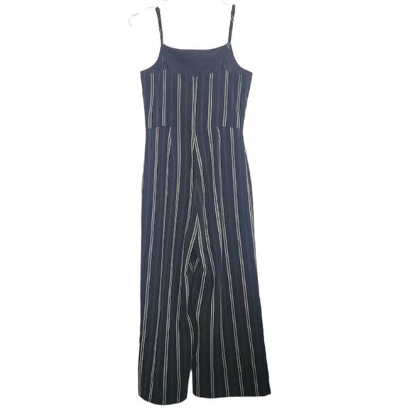 Size 0 Cupcakes and Cashmere navy blue & green striped sleeveless jumpsuit - Picture 3 of 5